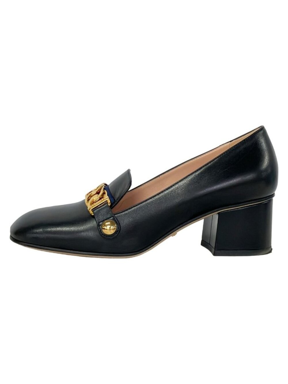 Gucci Pumps 36.5 Black Gold Leather Heel
